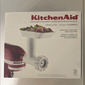 KitchenAid Red and White Kitchen Food Grinder Attachment